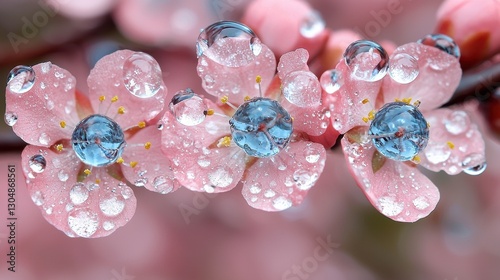 Delicate Spring Blossoms with Dew Drops
