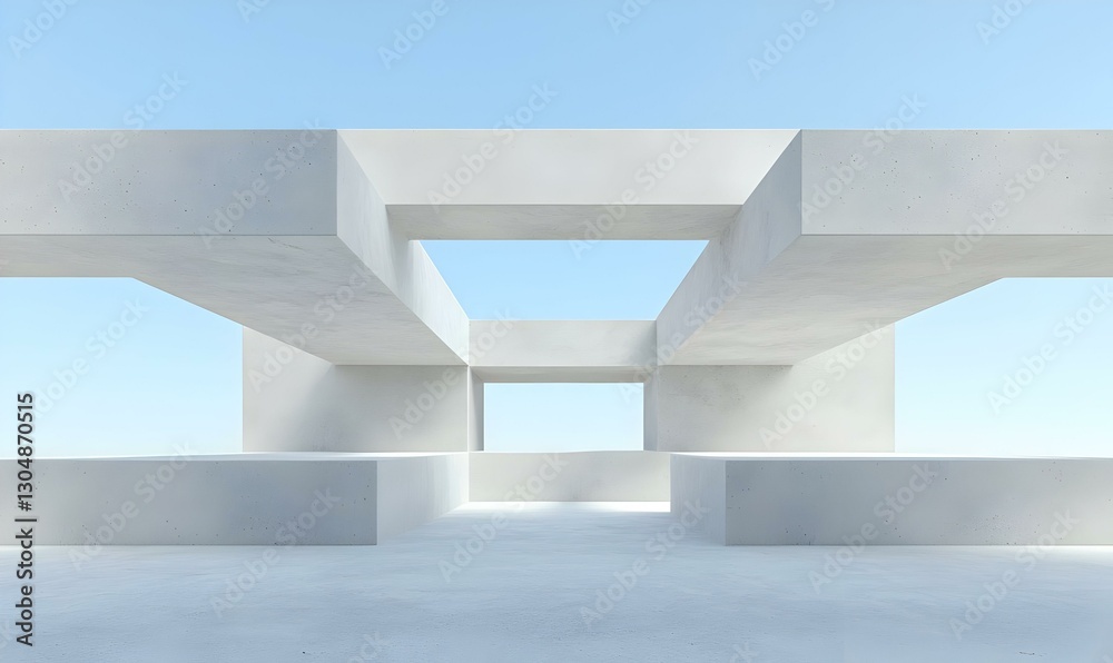 Fototapeta premium Minimalist Architectural Structure with Open Sky and Clean Lines