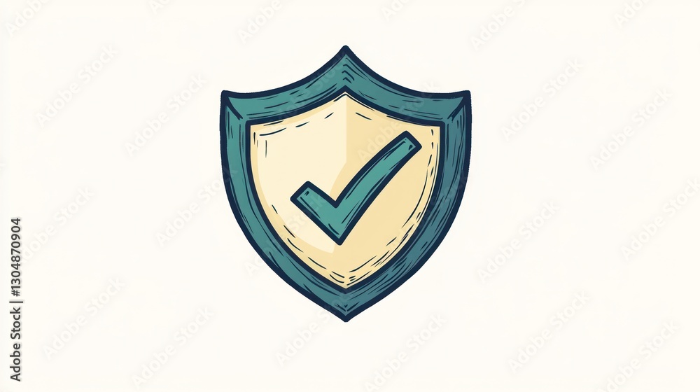 Shield Icon with Checkmark; Security Symbol; Protection Graphic; Background White; Illustration for Protection Shield Icon with Checkmark; Security Symbol; Protection Graphic; Background White; Illustration for Protection