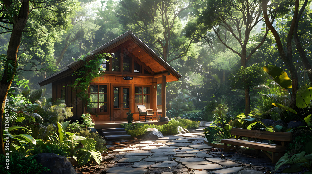 Rustic Wooden Cabin Nestled in Lush Forest Offering Serene Natural Retreat