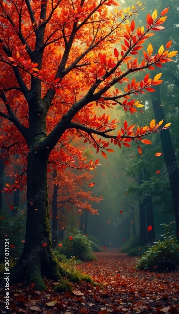 Fototapeta premium brown rectangle background with a bunch of colorful branches, tree, branch, nature