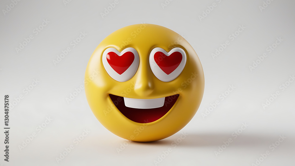 Fototapeta premium A Heart Eyes Emoji 3D – Love, Romance & Happiness Icon in High-Quality