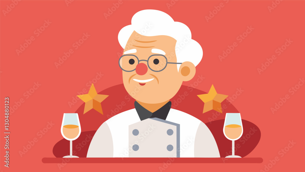 With a blog dedicated solely to reviewing fine dining establishments this elderly gourmet critic offers an honest and refined perspective on the culinary world.. Vector illustration With a blog dedicated solely to reviewing fine dining establishments this elderly gourmet critic offers an honest and refined perspective on the culinary world.. Vector illustration