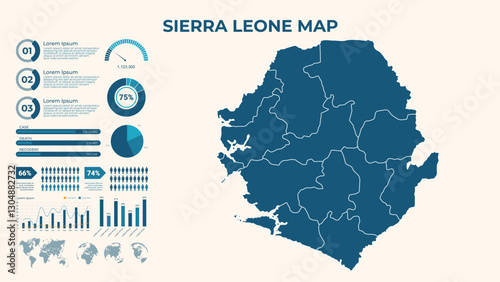 Infographic Map of Sierra Leone. Vector Map of a global map in the form of regions of Sierra Leone. Vector Illustration