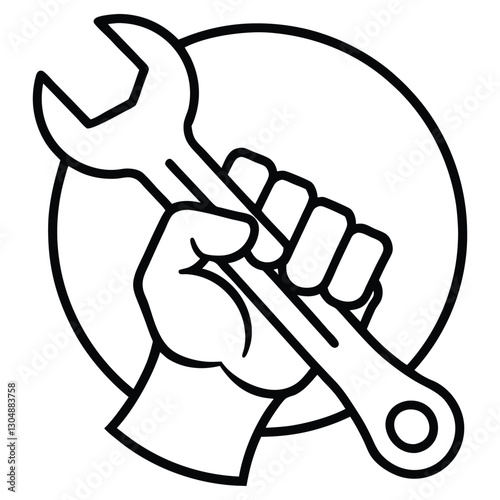 outline drawing of a worker s hand holding a wren line art 