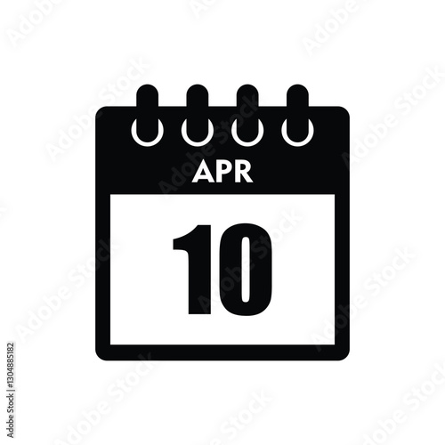 calender icon, 10 april icon with white background