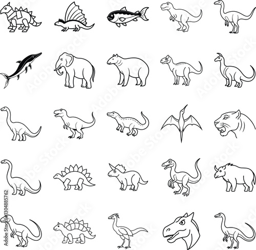 Wallpaper Mural Prehistoric Animals Dinosaurs, Mammals, Fish, Extinct Creatures, Icons Torontodigital.ca