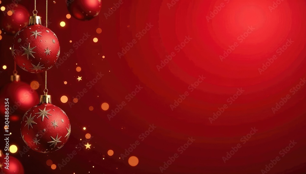 Red velvet background with golden ornaments and lights, twinkle, festive Red velvet background with golden ornaments and lights, twinkle, festive