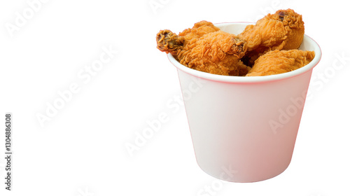 Delicious Crispy Fried Chicken Drumsticks in a White Paper Cup