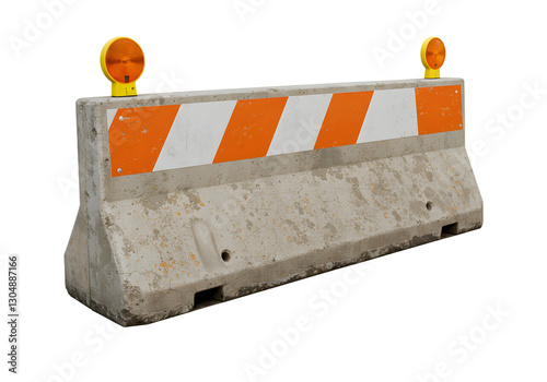 Concrete Traffic Barrier with Reflective Lights for Road Safety and Construction Zone Protection