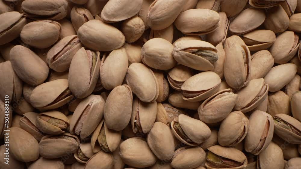 Organic salted pistachios close-up with smooth dolly movement.High-protein snack Organic salted pistachios close-up with smooth dolly movement.High-protein snack