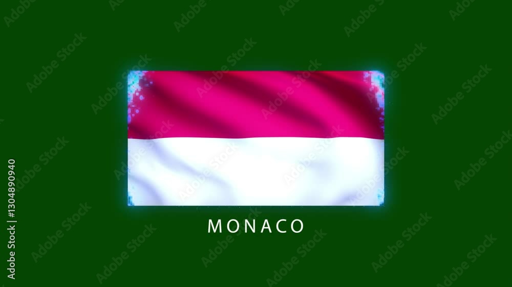 Monaco flag intro. Monaco flag background technology effect. green screen Monaco flag intro. Monaco flag background technology effect. green screen