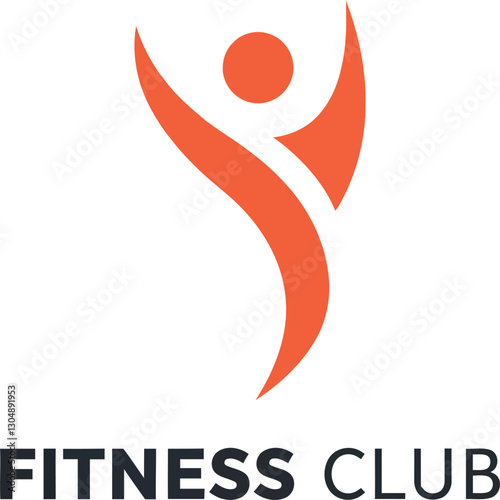 Dynamic figure representing fitness and health in a vibrant, minimal design for a fitness club logo vector illustration