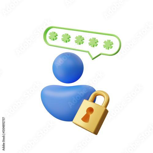 Cyber security icon isolated on transparent background, internet security and data protection concept, blockchain and cybersecurity. Safety, password, access, lock, shield etc. 3d render illustration