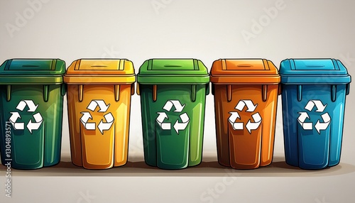recycling bins isolated on white background 3d illustration