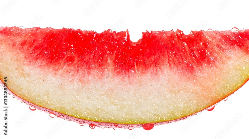 Closeup of Juicy Watermelon Slice with Vibrant Red and Green Colors on White Background Closeup of Juicy Watermelon Slice with Vibrant Red and Green Colors on White Background