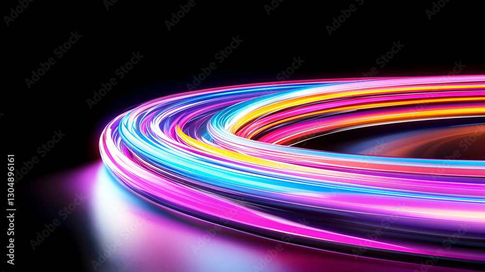 Abstract Colorful Light Trails in a Circular Motion Abstract Colorful Light Trails in a Circular Motion