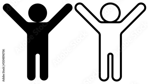 icon of person raising both hands, simple flat style, illustration, logo sign symbol pictogram template, for ui or ux isolated on white for mobile app, editable