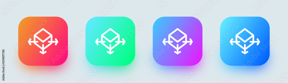 3d line icon in square gradient colors. Cube signs vector illustration. 3d line icon in square gradient colors. Cube signs vector illustration.