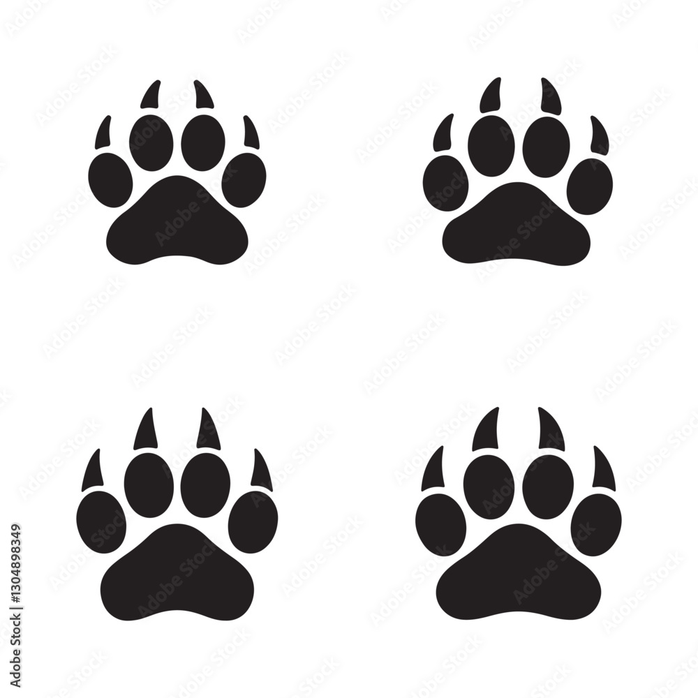 Fototapeta premium Bear Paw Prints Icons set. Editable vector icon. Perfect for web and app interfaces, presentations, info graphics, etc.