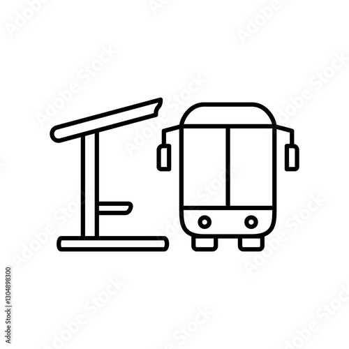 bus stop icon, simple flat style, logo template sign symbol vector illustration pictogram, for ui or ux isolated on white for mobile app, editable