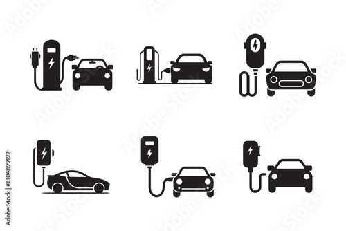 EV Charging Station Icons set. Editable vector icon. Perfect for web and app interfaces, presentations, info graphics, etc.
