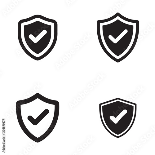 shield icons with check mark Icons set. Editable vector icon. Perfect for web and app interfaces, presentations, info graphics, etc.
