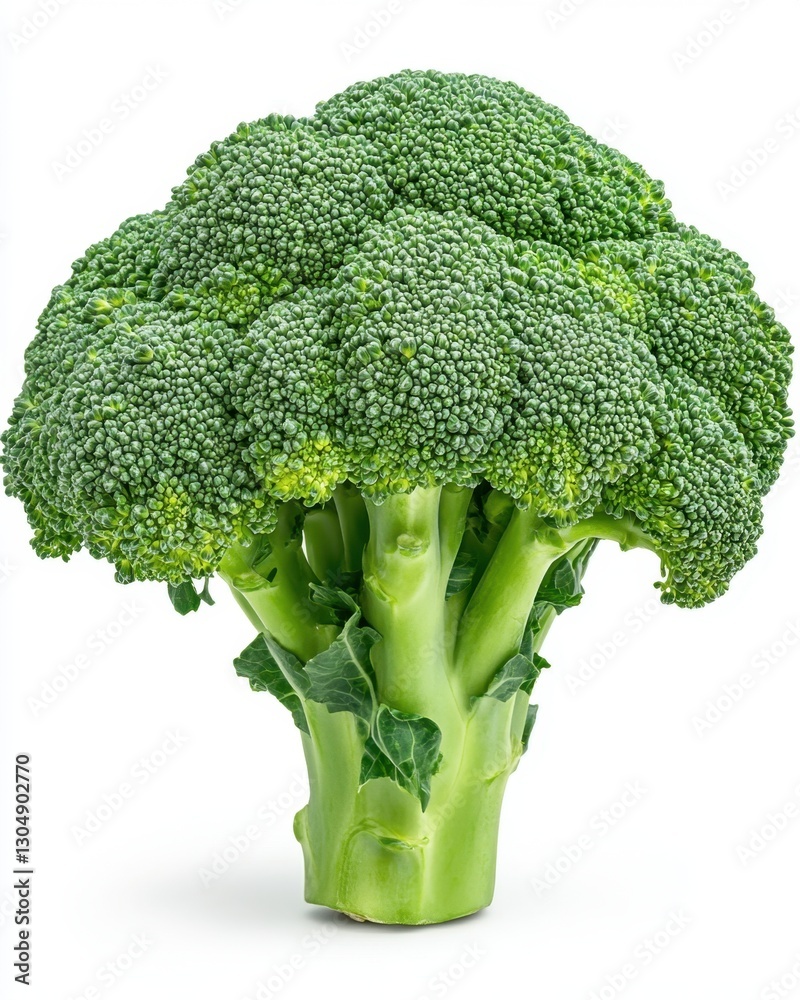 Fresh vibrant broccoli floret on white background showcasing detailed texture and bright green color healthy eating concept for culinary use Fresh vibrant broccoli floret on white background showcasing detailed texture and bright green color healthy eating concept for culinary use