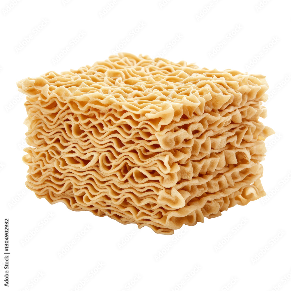 ramen noodles, stack of dried noodles, isolated on a white background ramen noodles, stack of dried noodles, isolated on a white background