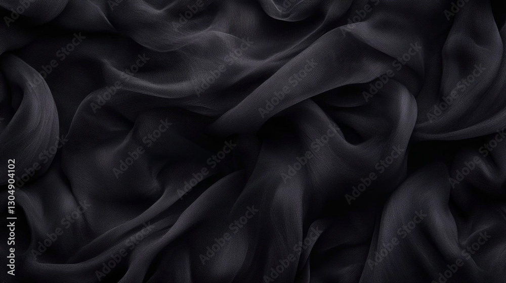 Fototapeta premium Abstract black background with crumpled fabric texture