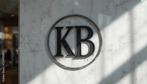 Kb Logo on Marble Wall Elegant Business Branding photo