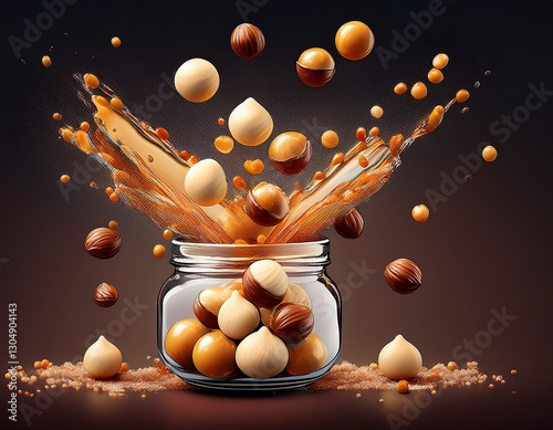 national macadamia nut month glazed macadamia nuts exploding from a glass jar