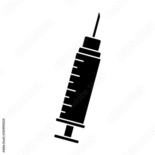 medical syringe icon, simple flat style, pictogram logo sign symbol vector illustration, isolated on white for mobile app