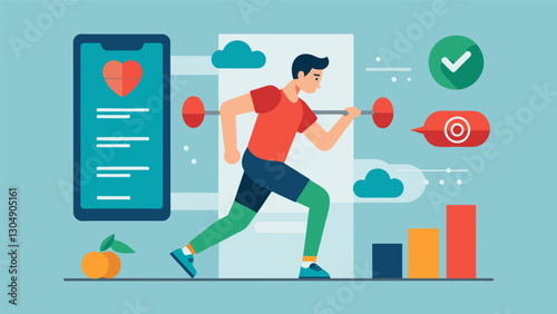 Using your fitness tracker data this app adjusts your workout intensity and duration to ensure youre always getting a challenging and effective workout.. Vector illustration