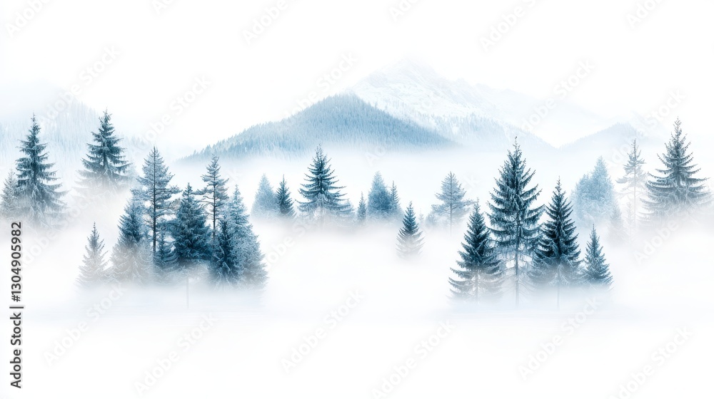 Fototapeta premium Misty Winter Forest Scene