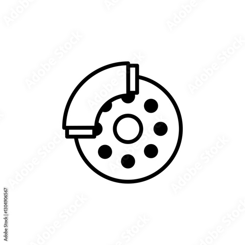 car braking disc icon, simple flat style, illustration, logo sign symbol pictogram template, for ui or ux isolated on white for mobile app, editable