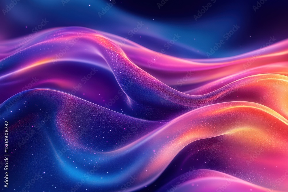 Obraz premium Abstract luminous waves in vibrant hues of blue purple and pink creating a mesmerizing and dreamlike visual experience with a smooth gradient