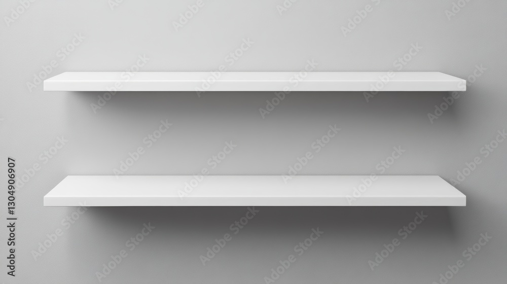Mockup of white eThree white shelves arranged on a gray wall Mockup of white eThree white shelves arranged on a gray wall