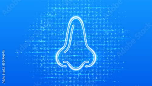 Nose icon. Rhinology. Rhinoplasty surgery. Plastic surgery. Runny nose treatment. Rhinitis, nasal infection, allergy. Blue medical background made with cross shape symbol. Vector illustration.