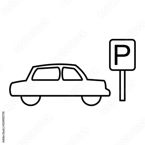 parking icon, simple flat style, illustration, logo sign symbol pictogram template, for ui or ux isolated on white for mobile app, editable