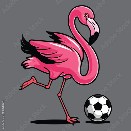 Flamingo plays soccer
