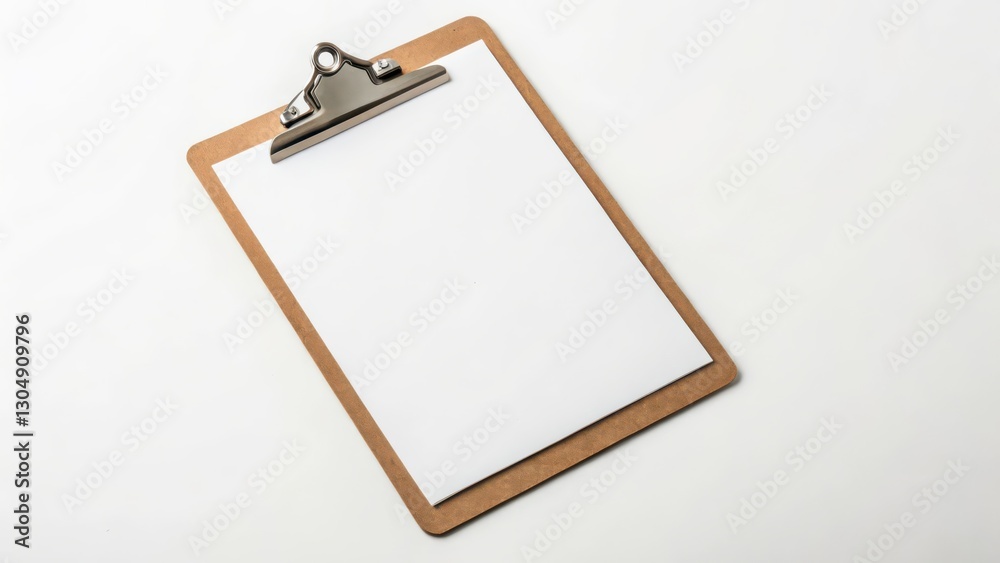 Clipboard with Blank Paper on White Background Clipboard with Blank Paper on White Background