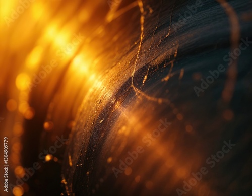 abstract background with bokeh defocused lights and rays of light. Golden Texture