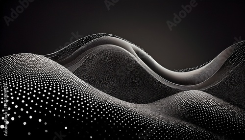 a black and white image of a wave with a lot of dots