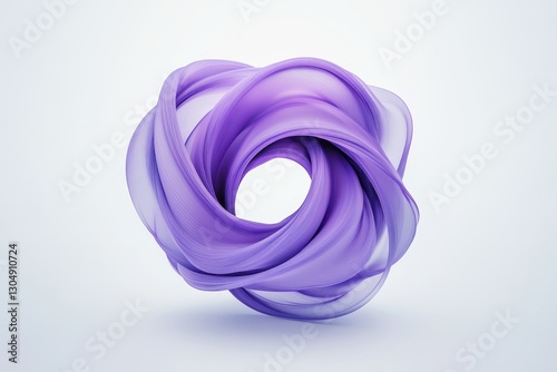 Intricate purple fabric swirl with soft curves showcasing fluidity and elegance on a minimalistic background