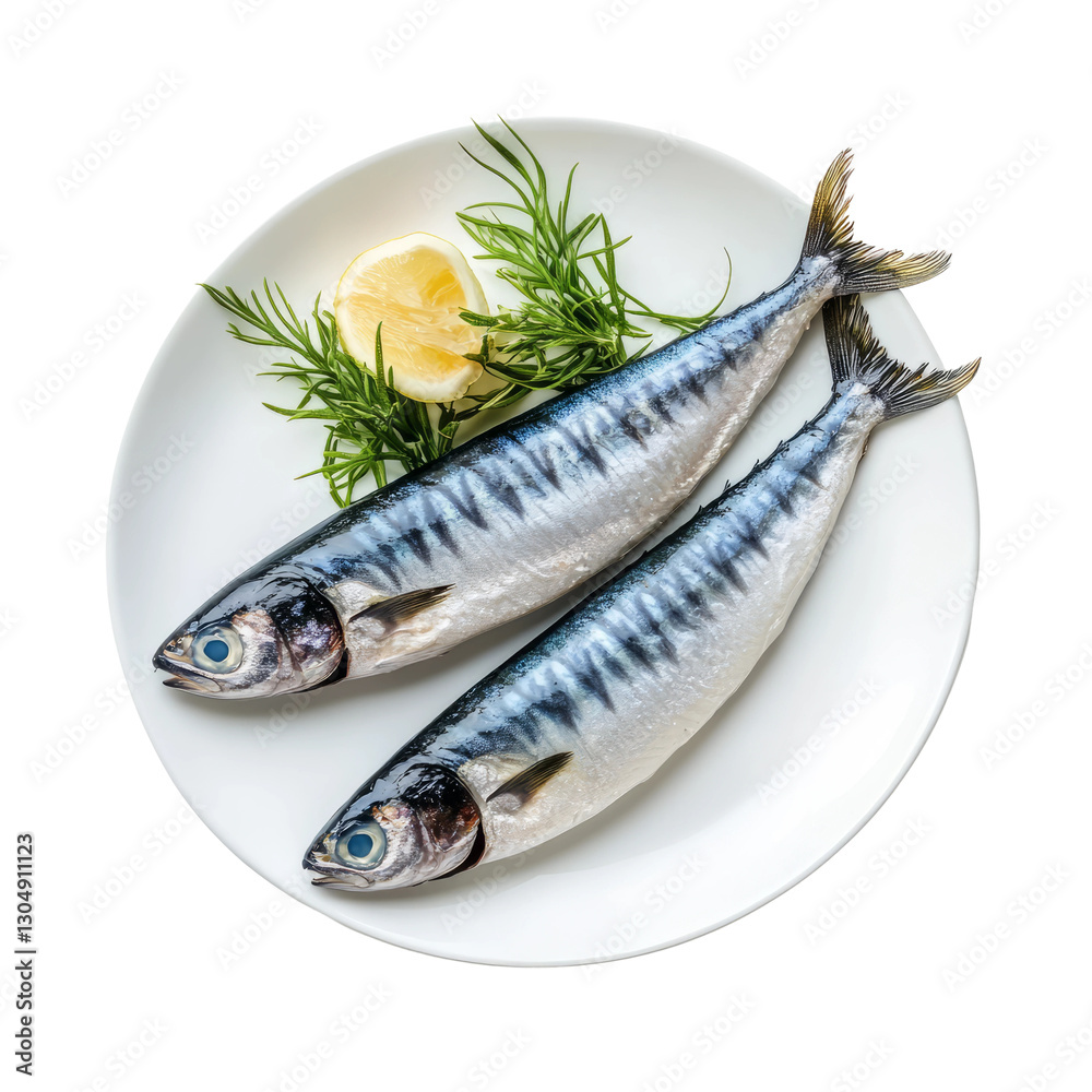 fresh fish on a plate, isolated on transaprent background fresh fish on a plate, isolated on transaprent background