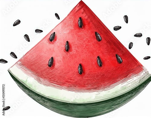 watermelon watercolor slice hand painted illustration of juicy red watermelon isolated on white background