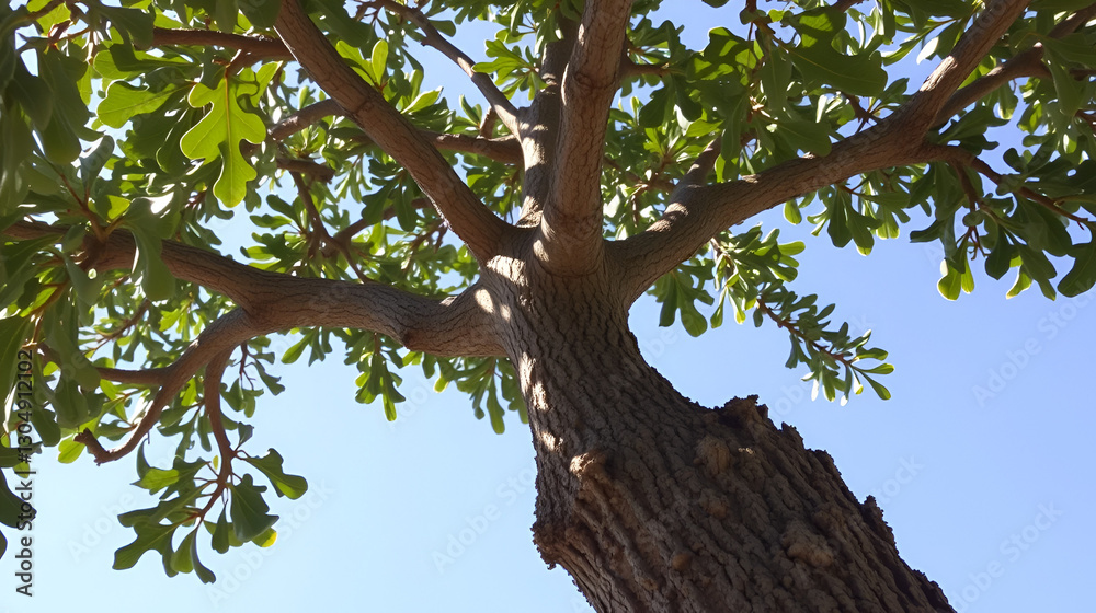 Obraz premium Quercus suber, commonly called the cork oak, is a medium-sized, evergreen oak tree.