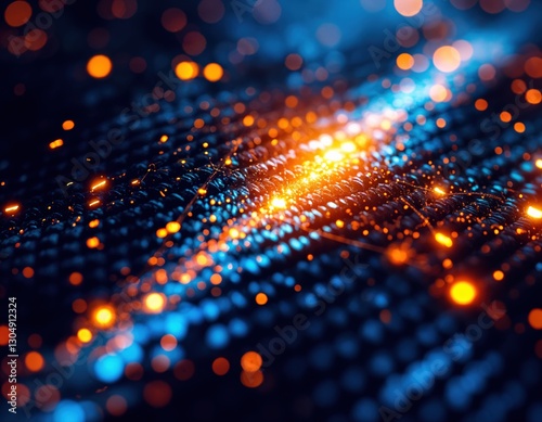 Wallpaper Mural abstract technology background, glowing lines and dots, 3d render. Abstract Digital Network Torontodigital.ca