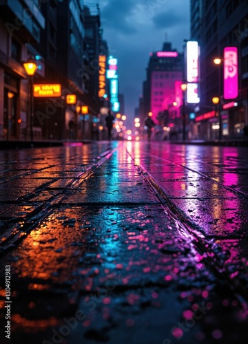 Wallpaper Mural Rainy street in the city at night. Shallow depth of field. Rainy City Night Torontodigital.ca